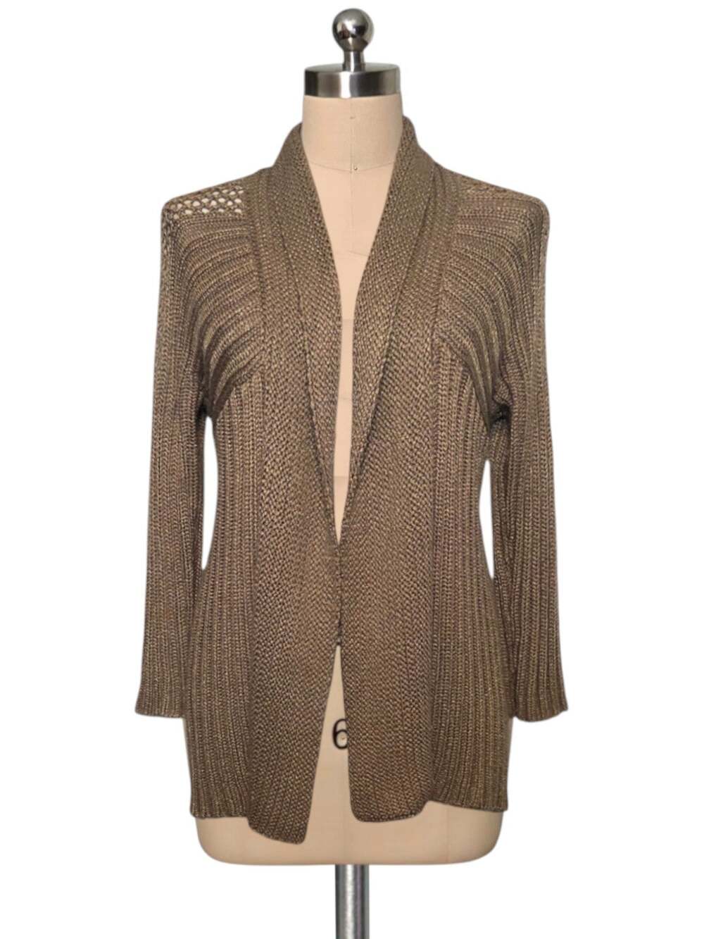 Chico's Dark Tan Chunky Knit Cardigan Sweater Top 0 Small